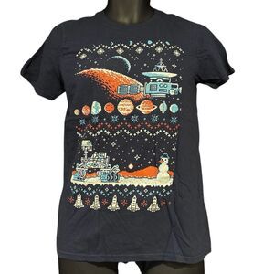 December Loot Crate Exclusive Ugly Holiday Sweater T-Shirt NASA 8 Bit Space Men’